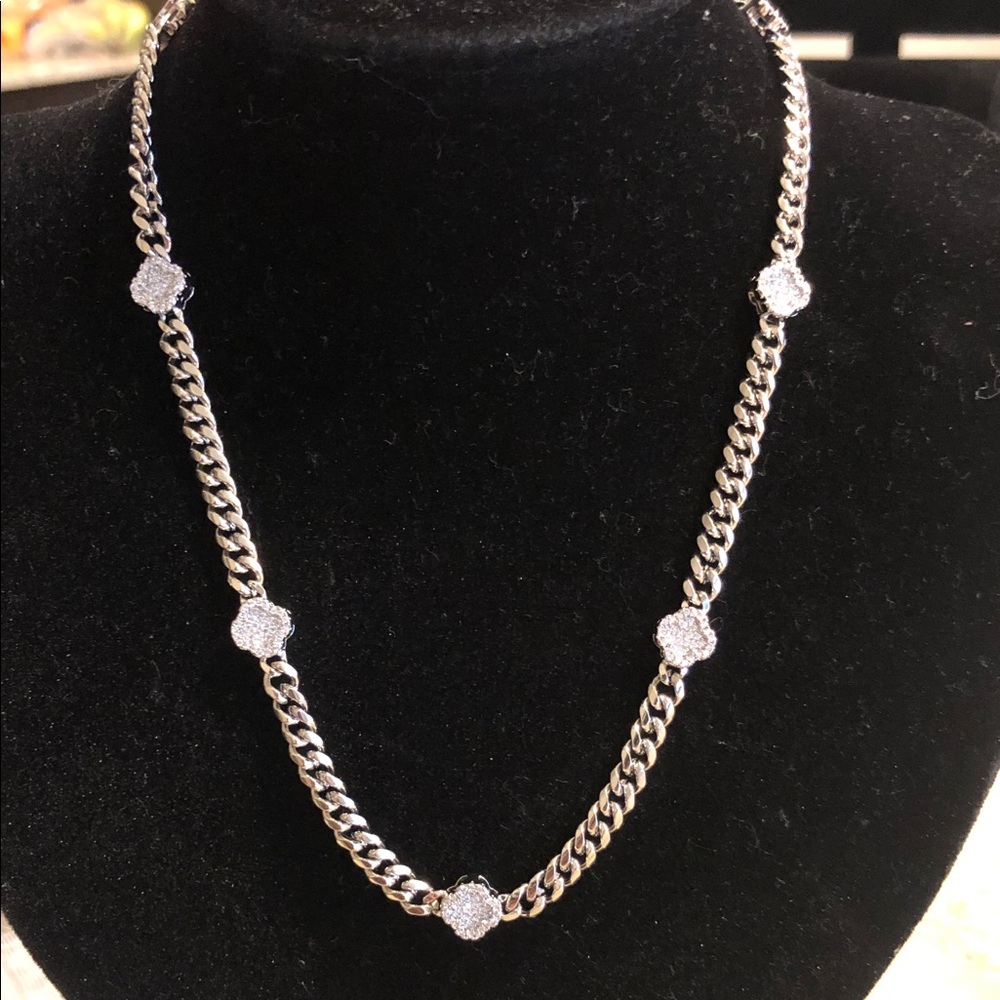 Silver-Tone Crystal Station Necklace
